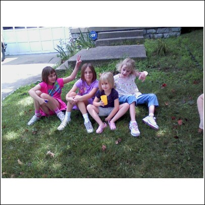 Ella, Rose, Laura Campbell and Meredith relax in the neighborhood